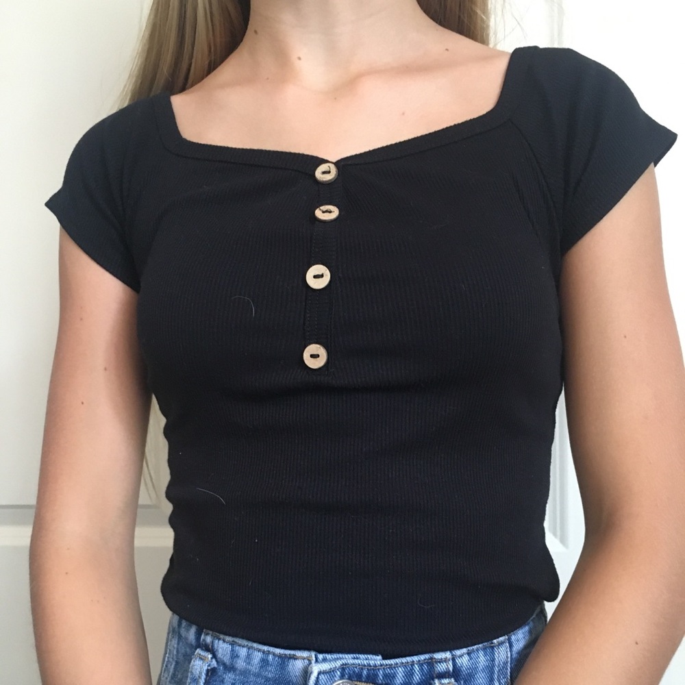 black short sleeved bodysuit